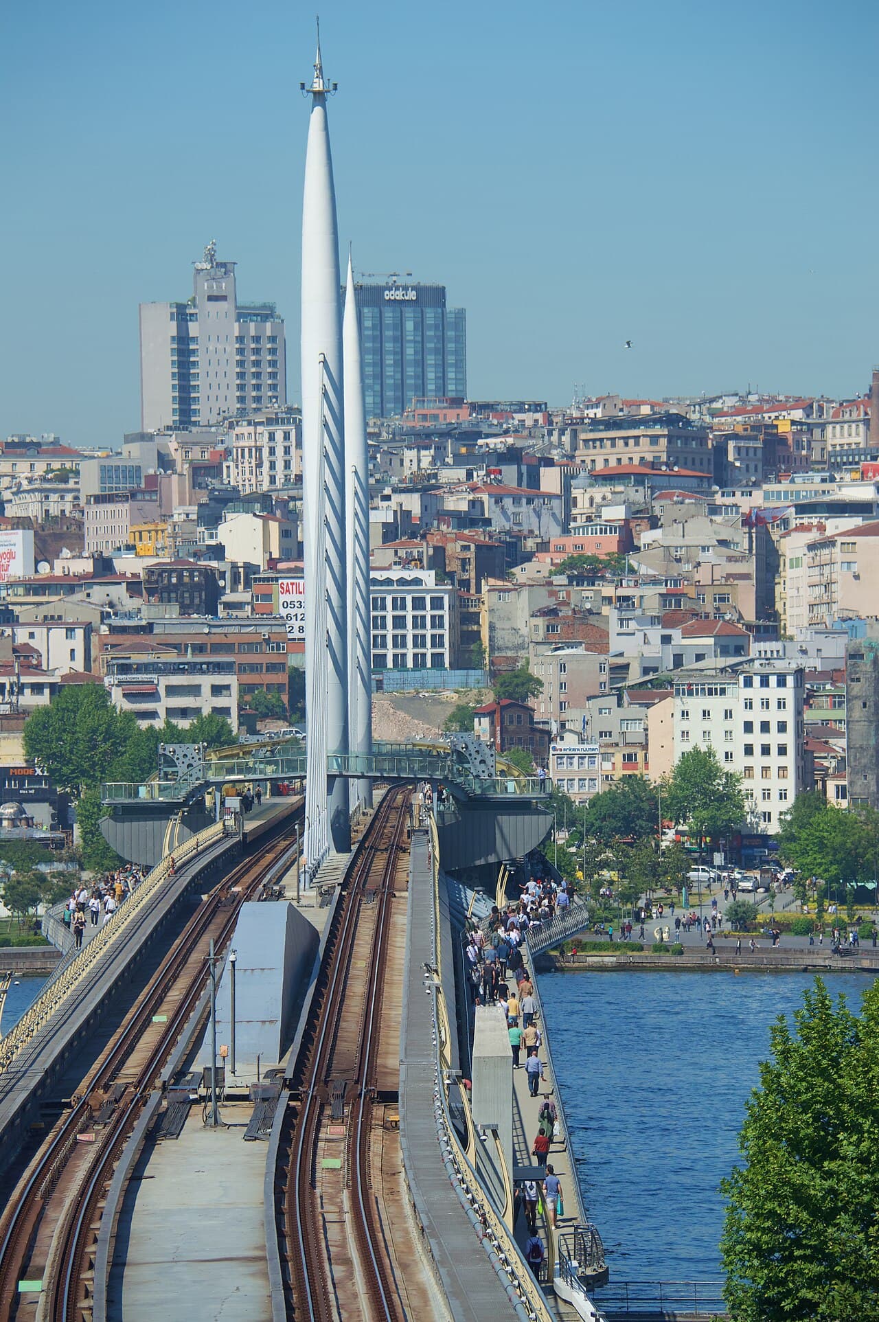 Golden Horn Metro Bridge carrying the M2 line across the Halic in Istanbul
