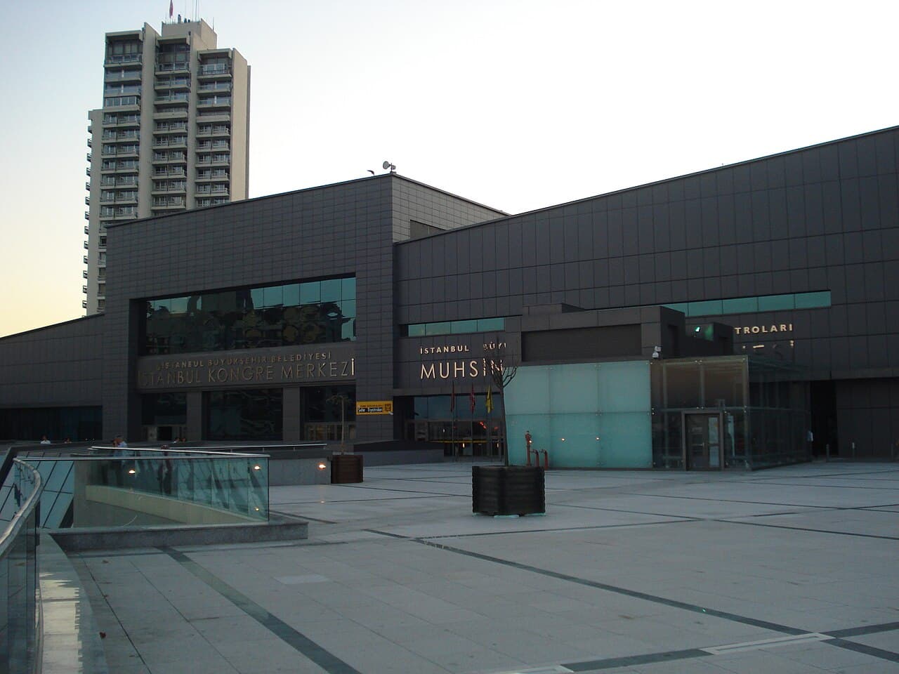 Entrance plaza of the Istanbul Congress Center in Harbiye at dusk