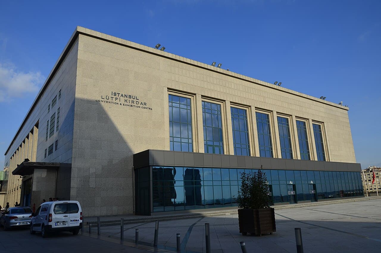 Stone facade of the Istanbul Lutfi Kirdar Convention and Exhibition Centre